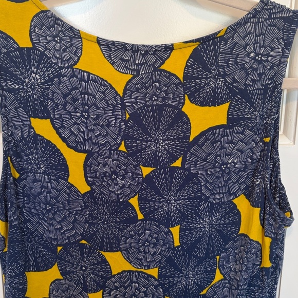 Boden Blue and Yellow Patterned V-Neck Midi Sixe US10 - Picture 7 of 12